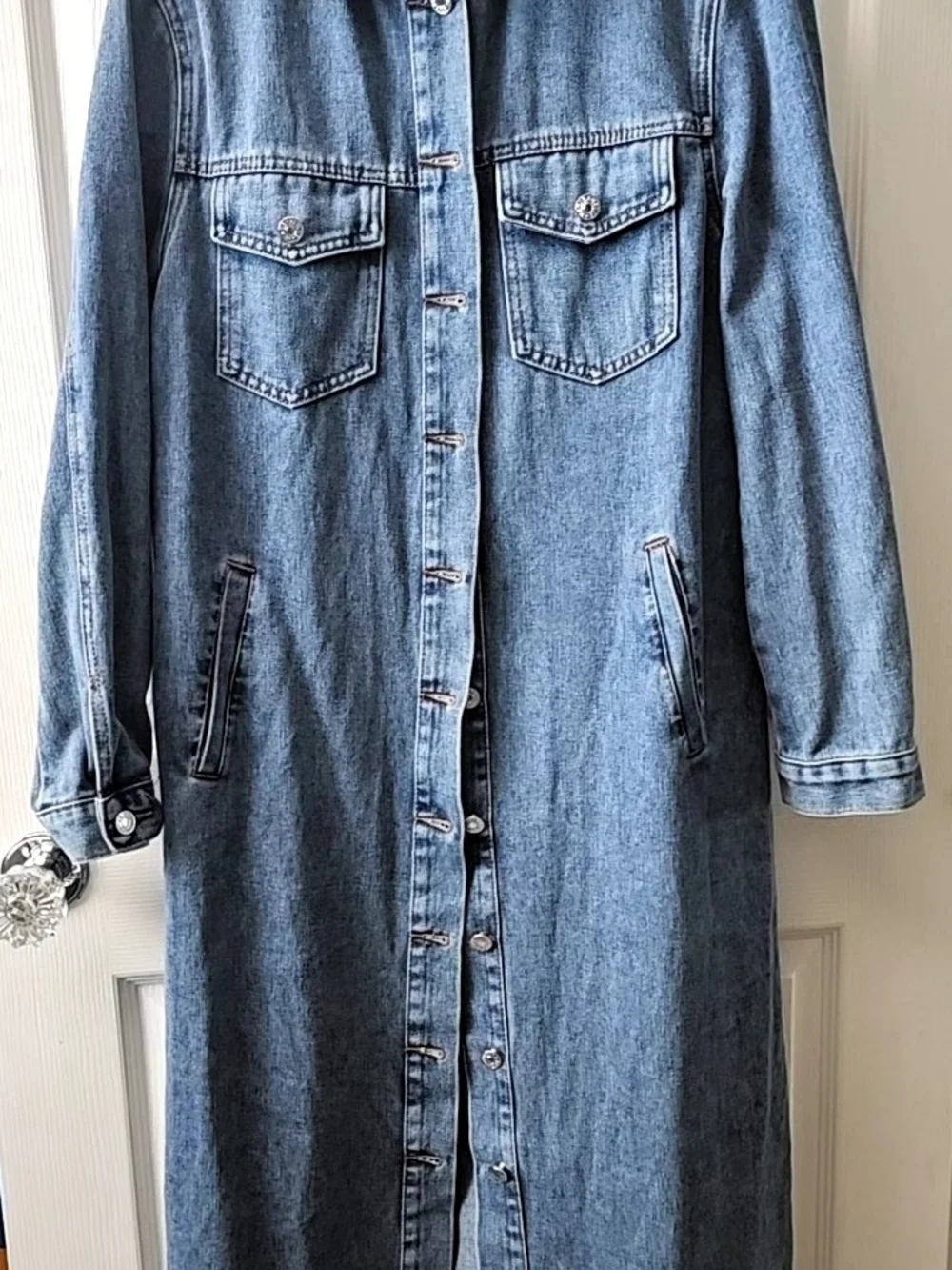 Long Light Blue Denim Coat - Women Jeans